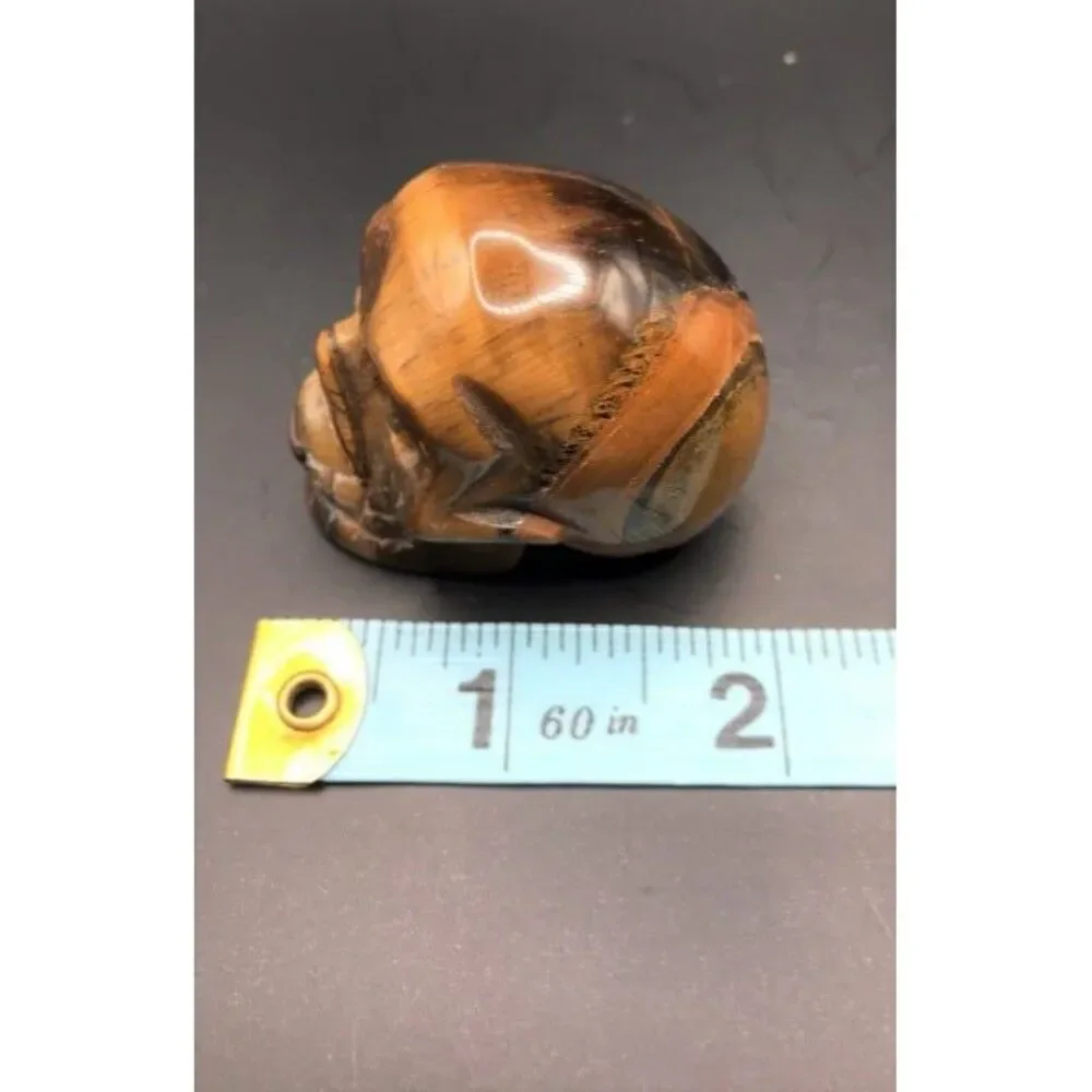 Tiger Eye Skull Carving